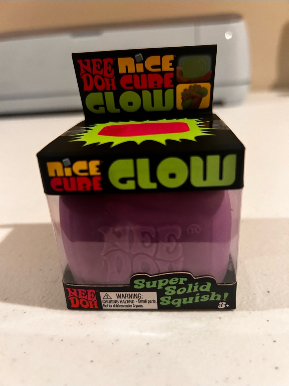 Needoh Nice Cube Glow Super Solid Squish - Purple. New. Authentic